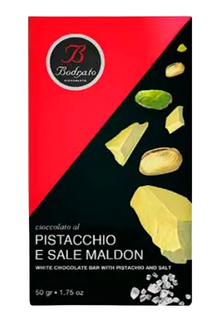 Bodrato Pistachio and Maldon Salt Chocolate 50g