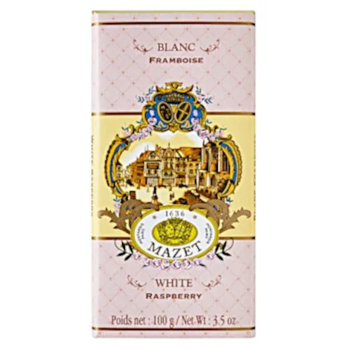 MAZET Tablettes Chocolat Blanc Framboise 100g