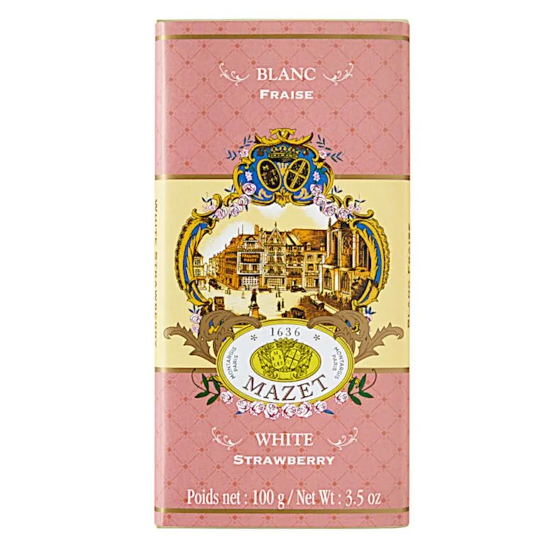 MAZET Tablettes Chocolat Blanc Fraise 100g