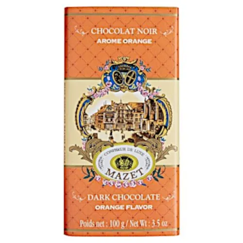 MAZET Tablettes Chocolat Noir Orange 100g