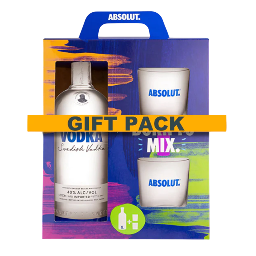 Absolut Vodka with 2 Glasses 70cl