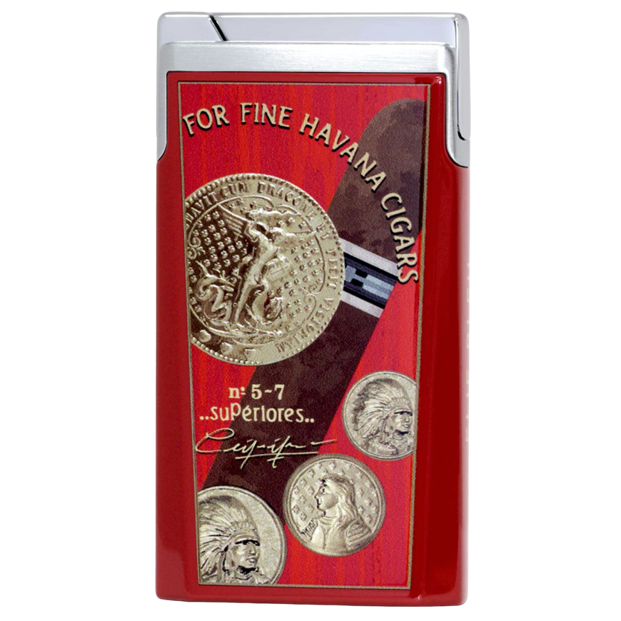 Elie Bleu Cigar Jet Flame Lighter Medals Red
