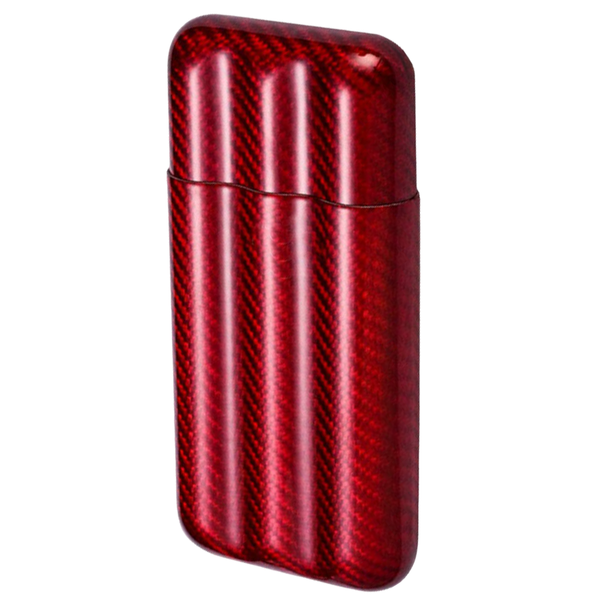 Cigar Case Carbon Red for 3pcs