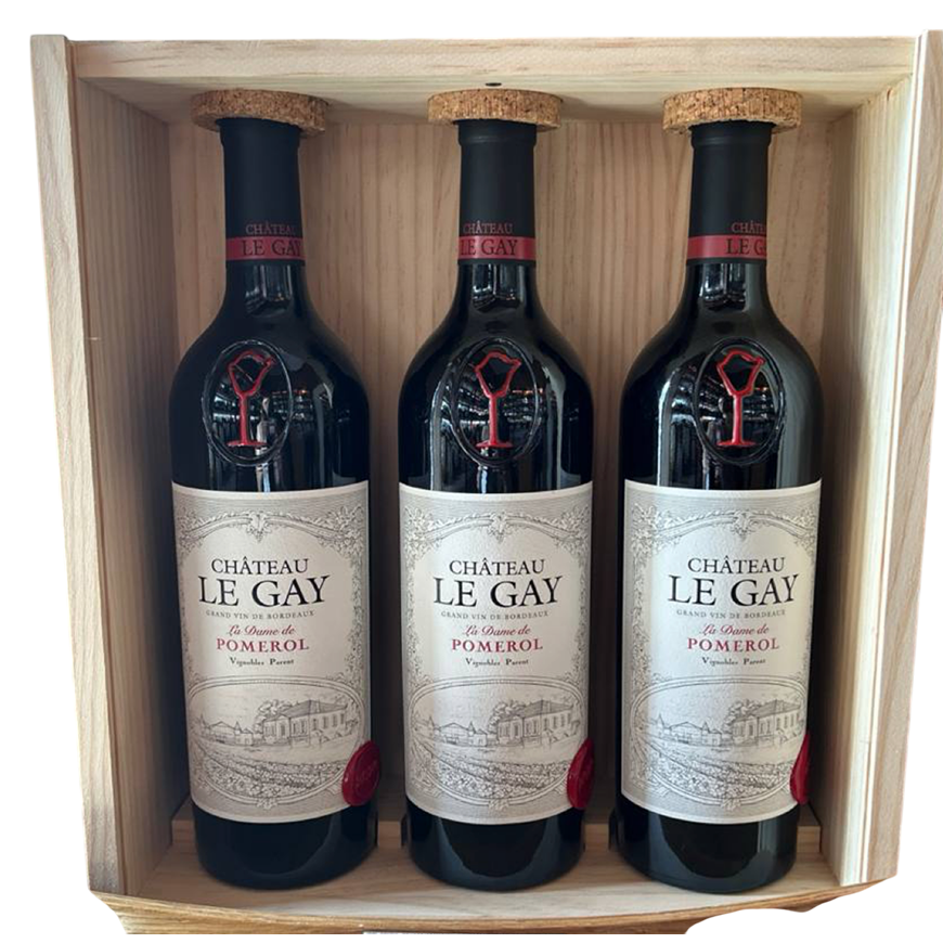Chateau Le Gay 'La Dame de Pomerol' 2020 Set of 3 Wooden Box