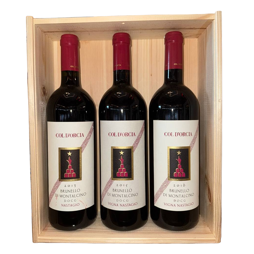 Col D'Orcia Brunello di Montalcino Bio Nastagio 2013 2015 2016 Set of 3