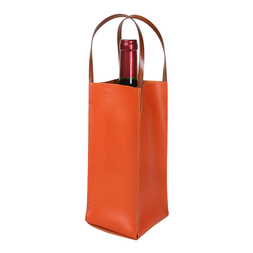 Bandit Manchot Leather Wine Bag for 1 Bottle Orange