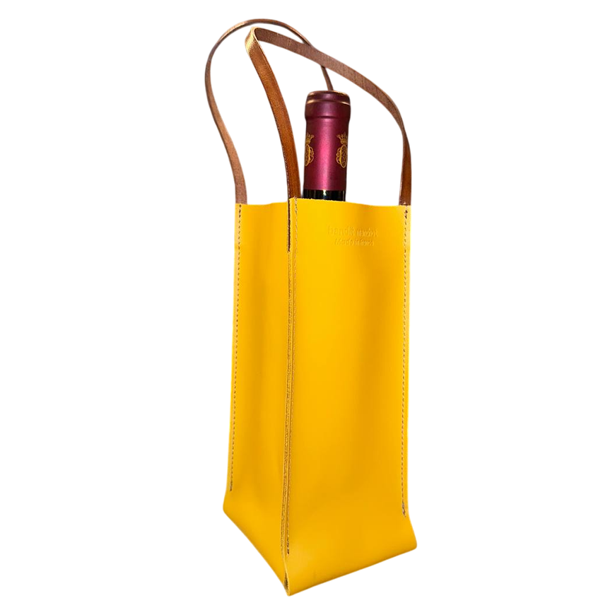Bandit Manchot Leather Wine Bag for 1 Bottle Yellow