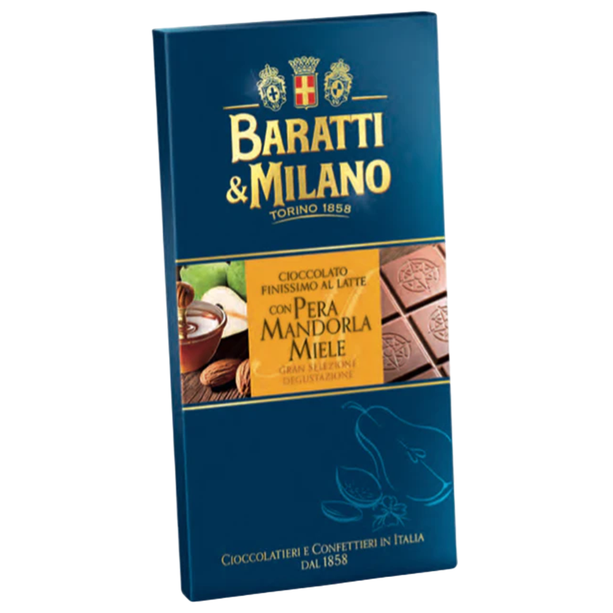 Baratti & Milano Chocolate Milk Pear Almond Honey 75g