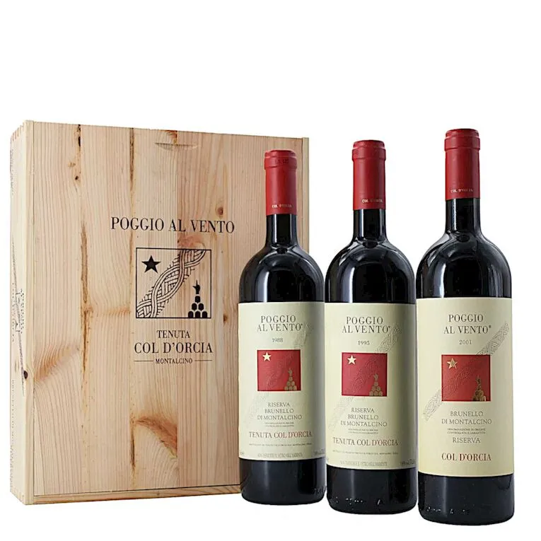 Brunello di Montalcino DOCG Poggio al Vento Riserva 2001 2004 2007 75 cl x 3 Col d'Orcia wooden box